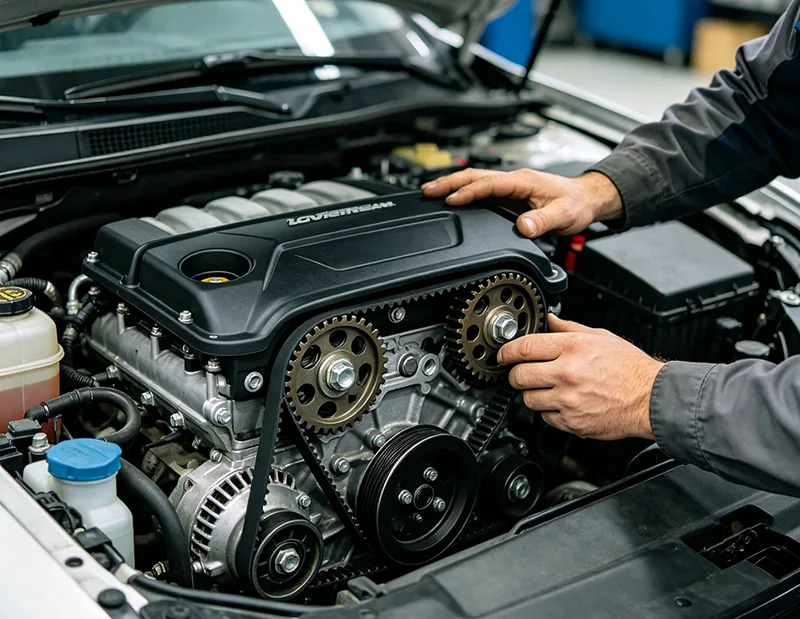 What is the function of automobile timing cover?